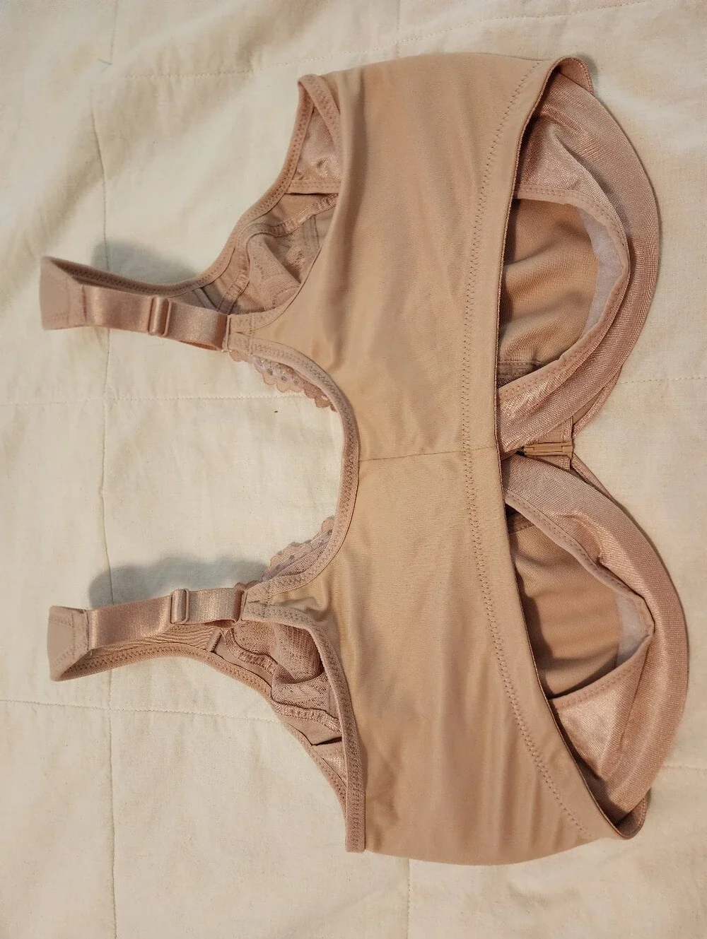 Glamorise Front Hook Nude Lace Underwire Bra New 42G Adjustable Straps